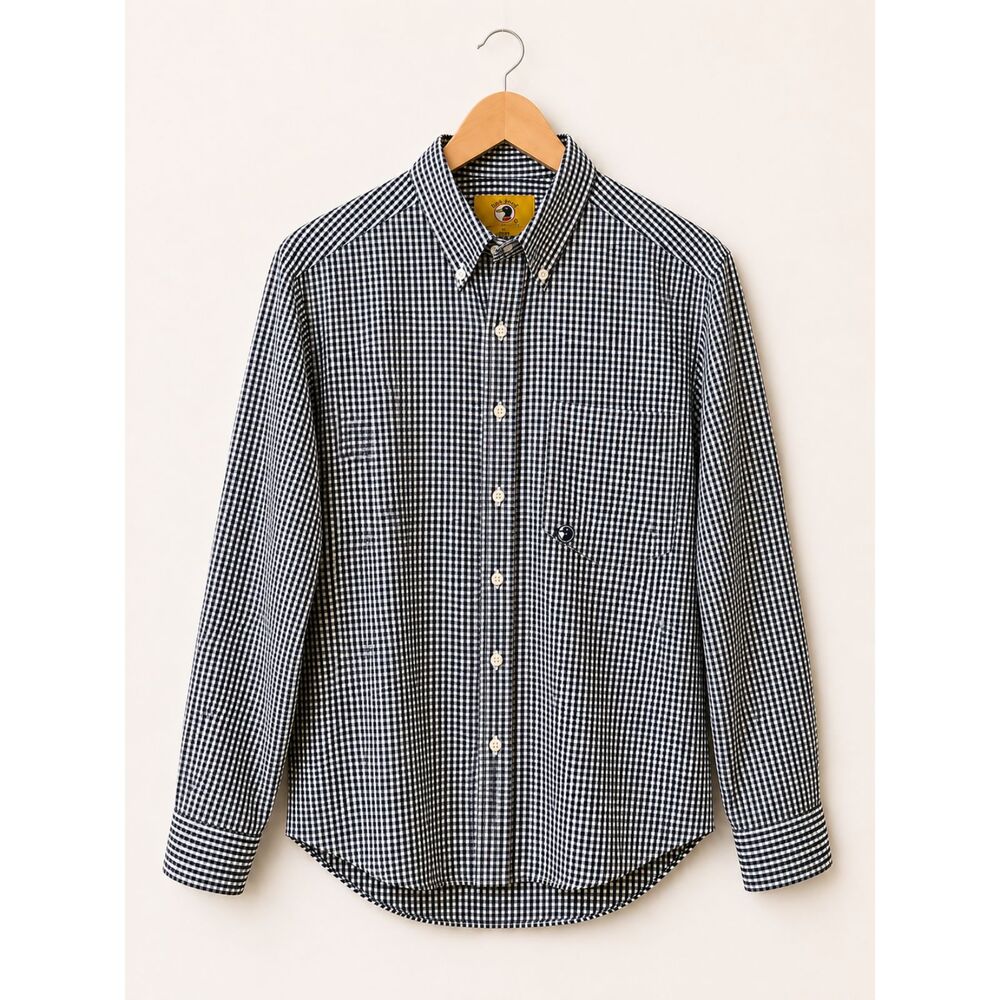 Duck Head Gingham Button-Down Shirt | Men's Large | Navy & White | 100% Cotton
